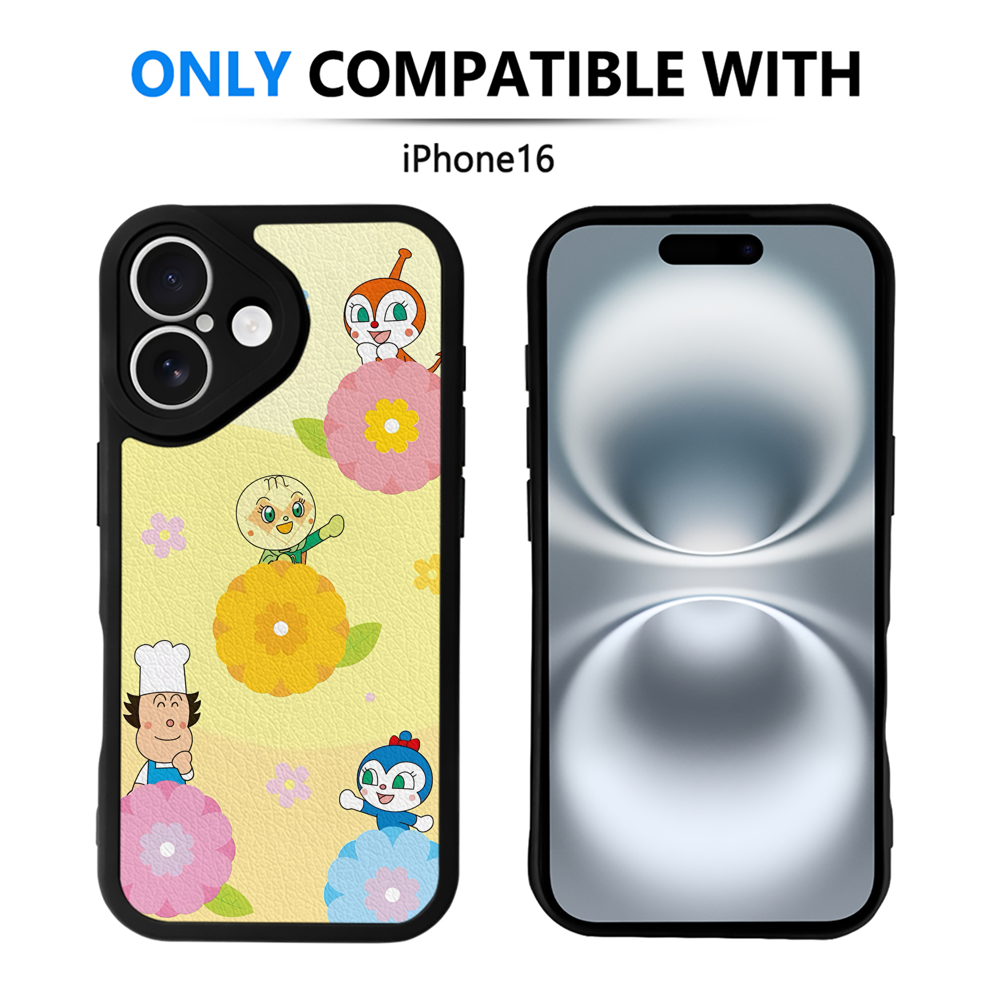 （画像用） アンパンマン Anpanman 【iPhone 16シリーズ対応】シリコンスマホケース（レザー調） 材質：シリコン